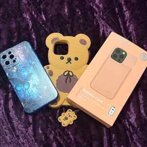 Glitter Blue and Bear Design Phone Cases